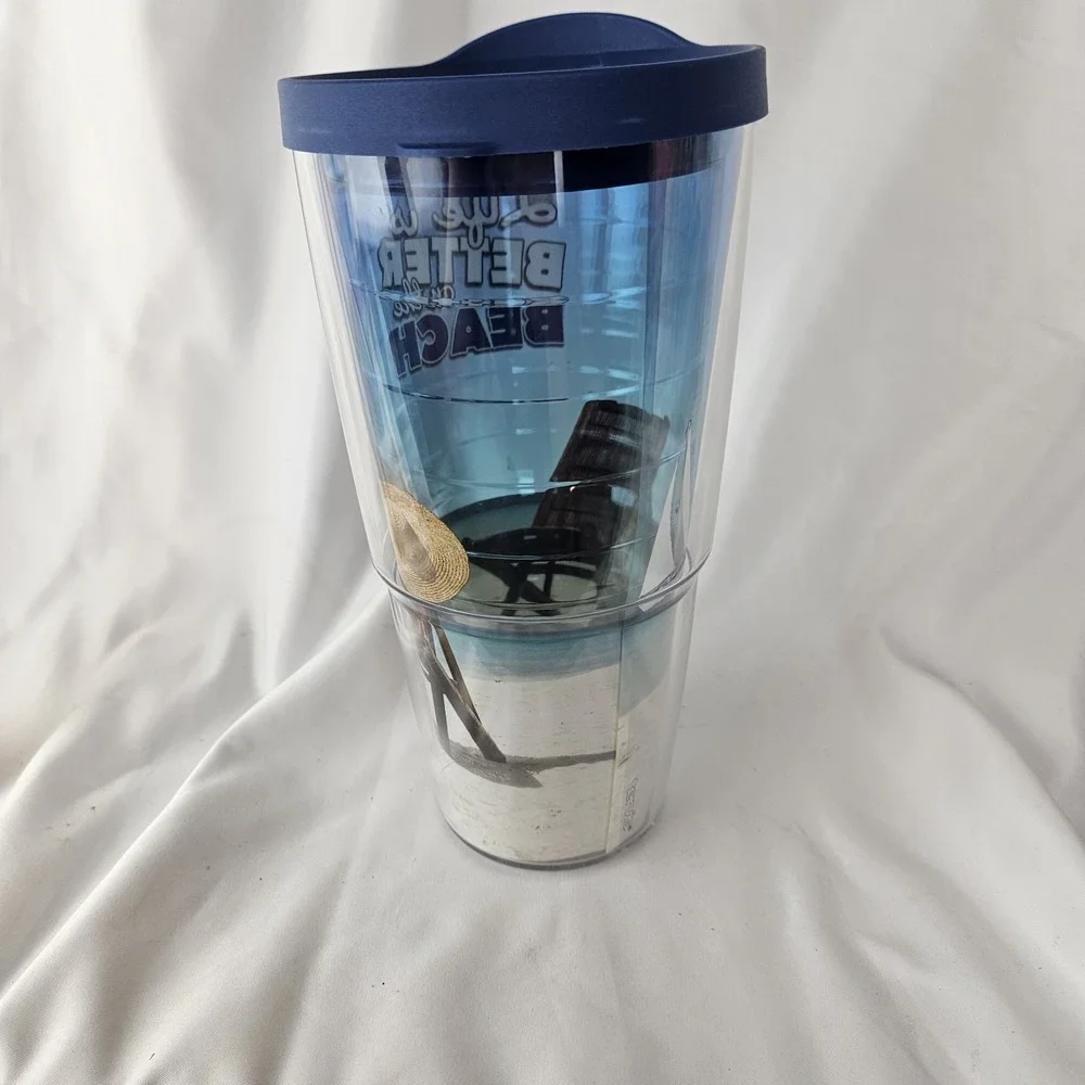 Tervis 24 oz TUMBLER LIFE IS BETTER ON THE BEACH + LID BPA Free Made in USA